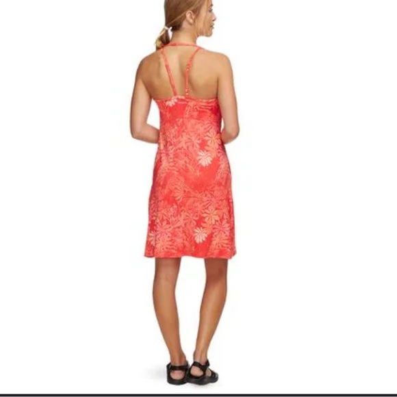 Columbia Orange Floral Omni Shade Peak To Point Knit Stretchy Dress NWOT S/P - Picture 3 of 16